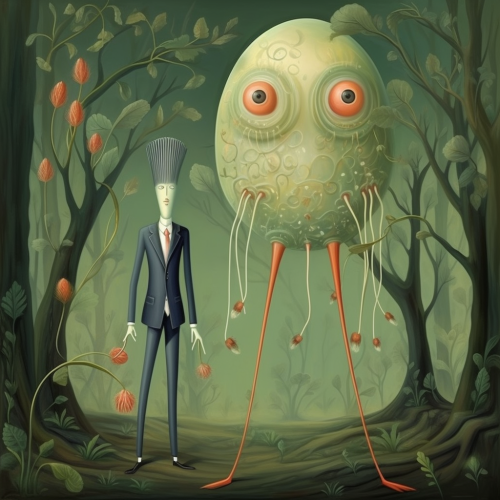 Long-legged creatures in forest