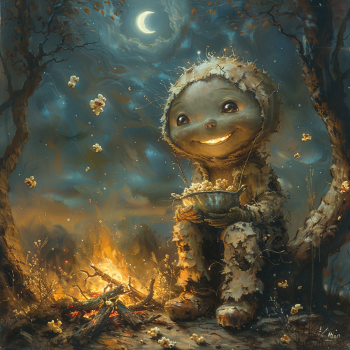 Cute Stone Kid Bonfire Popcorn