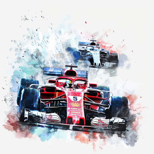formula one racing cars watercolor art