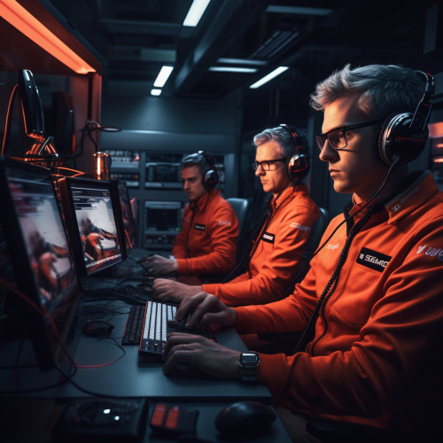 Formula 1 Control Team in Hyper Realistic Cinematic Lighting