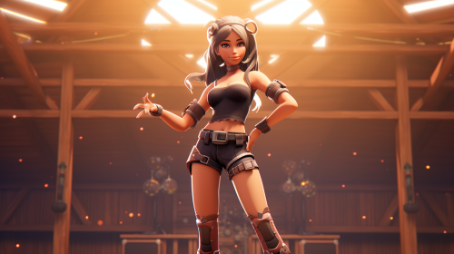Fortnite girl dancing in barn background