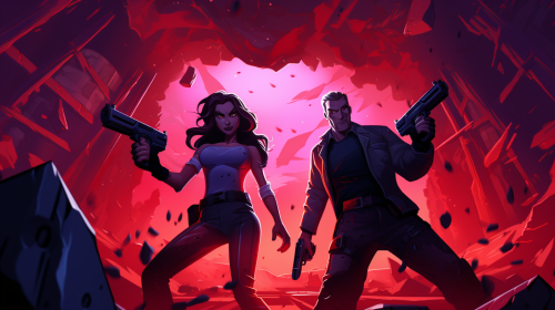 Two people engaged in intense Fortnite battle