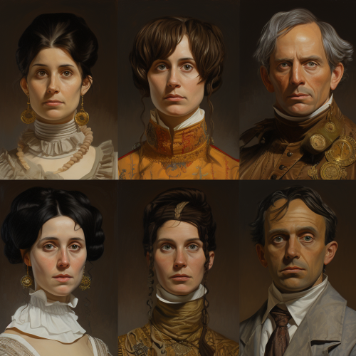 Four companions sharing ideas and working together.