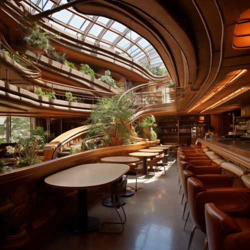 Cafe with Frank Lloyd Wright influence