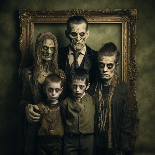 Frankenstein family portrait in frame