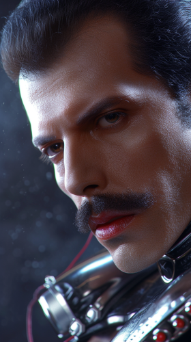 Close-Up Cyberpunk Photo Freddie Mercury Close-Up Cyberpunk Photo Freddie Mercury