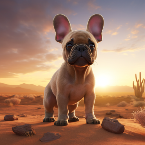 Adorable French Bulldog in the Desert