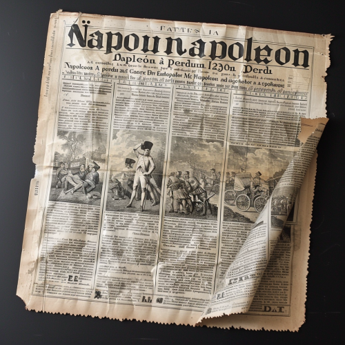 French newspaper with Napoleon defeated headline