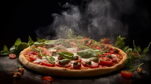 Delicious Capriciosa Pizza with Volumetric Smoke