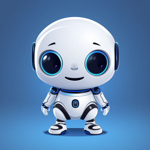 Friendly AI chatbot in white, black, and dark blue colors
