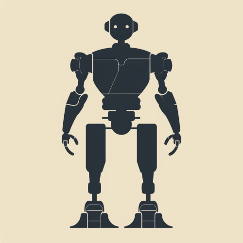 Robot Silhouette Flat Design Icon