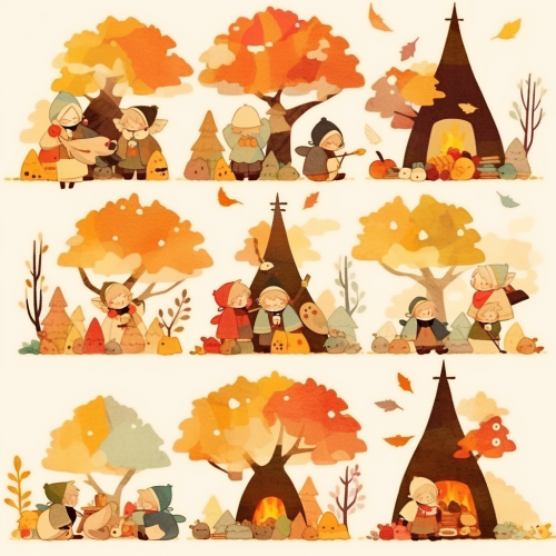 Friends building a hut and fire