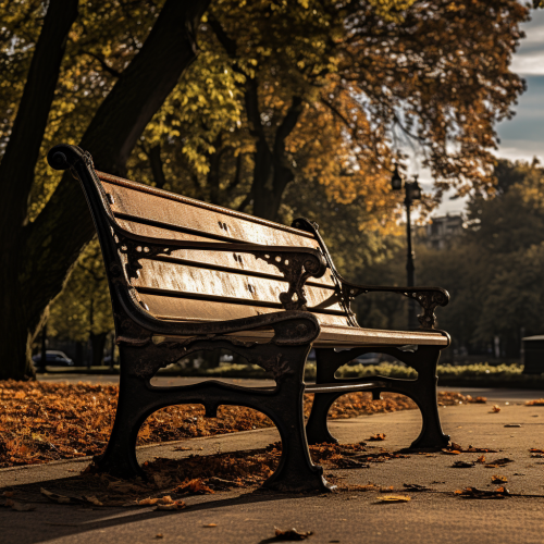 Front view of a park bench