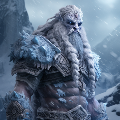 Blue-skinned Frost Giant Viking Paladin