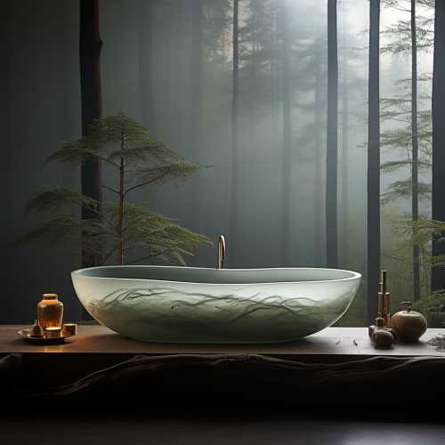 Frosted plastic basin in forest style
