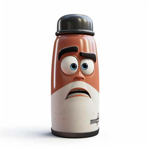 Frowning male head made of Stanley Thermos