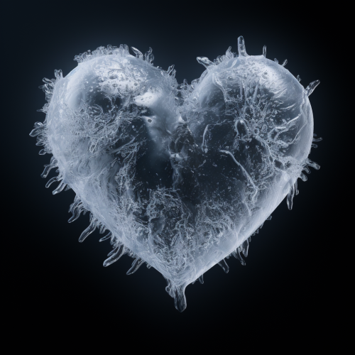 Realistic 3D Frozen Heart on Black Background