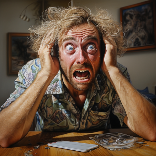 Frustrated person without internet