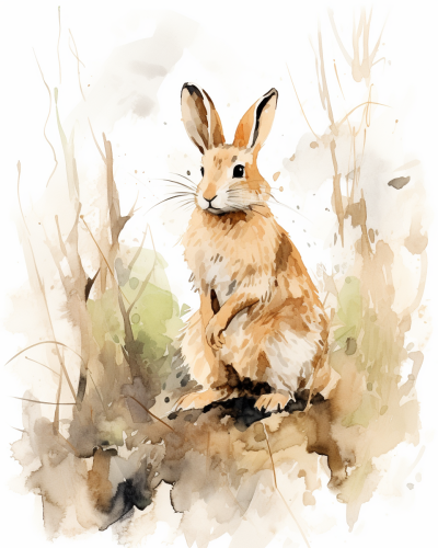 Sketch drawing of a rabbit in nature