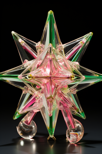 Vibrant crystal topology with pink, light green, and gold stars