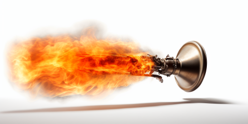 Flaming supercharger on white background