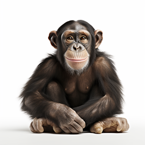 Funny chimp on white background
