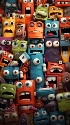 Funny crazy people commenting bad things with little fingers and big eyes