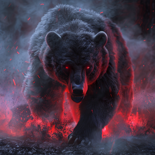 Angry bear with red eyes