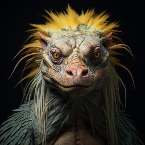 Furry creature with alligator-like anatomy and lion-like face