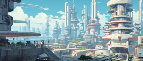 Futuristic Solar Punk City in Anime Style