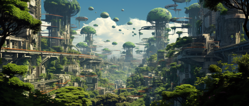 Urban paradise with lush green trees