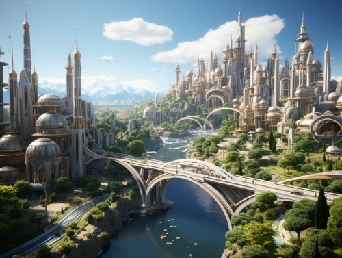 Aerial view of a futuristic megacity