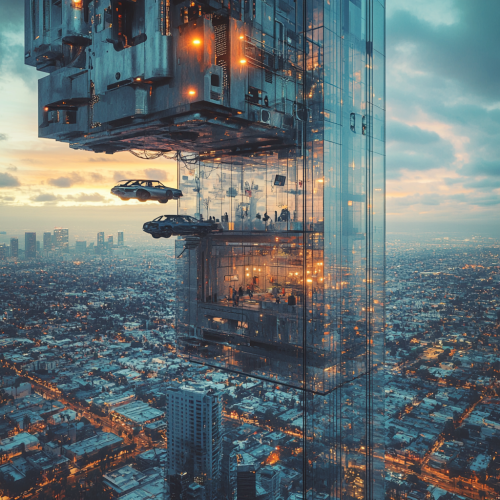 futuristic Los Angeles city night lights