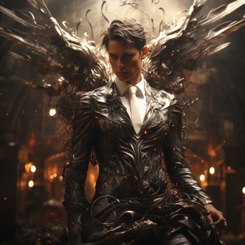 Female angel and male demon in a future world