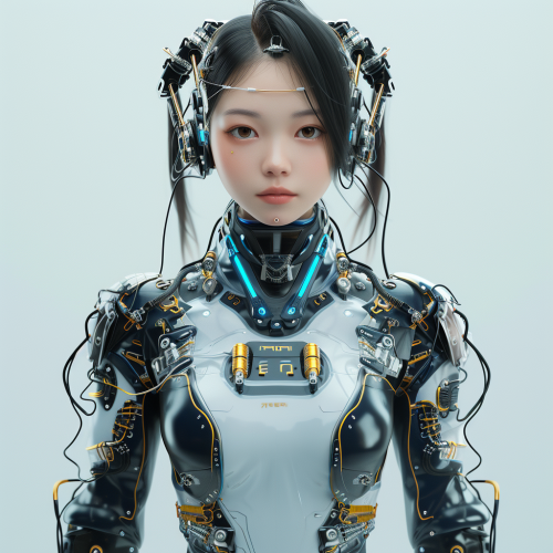 Asian girl half human half robot