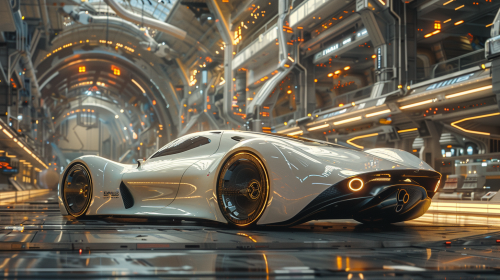 Industrial robots in car factory