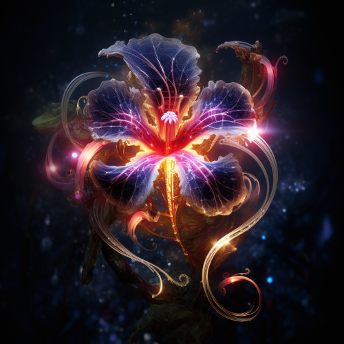 Futuristic flower and snake hybrid artwork