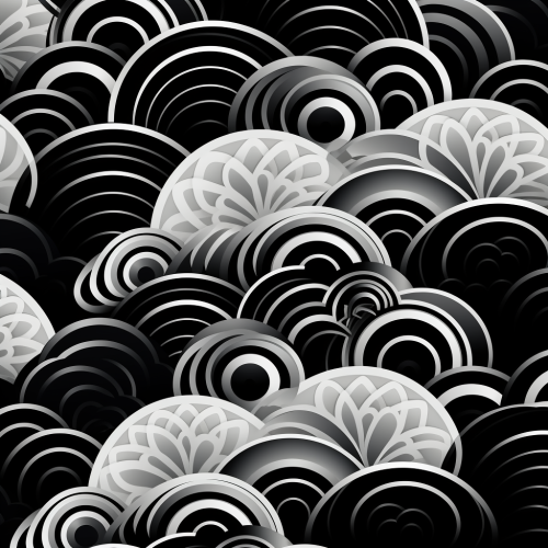 Futuristic Japanese ornament pattern in monochrome