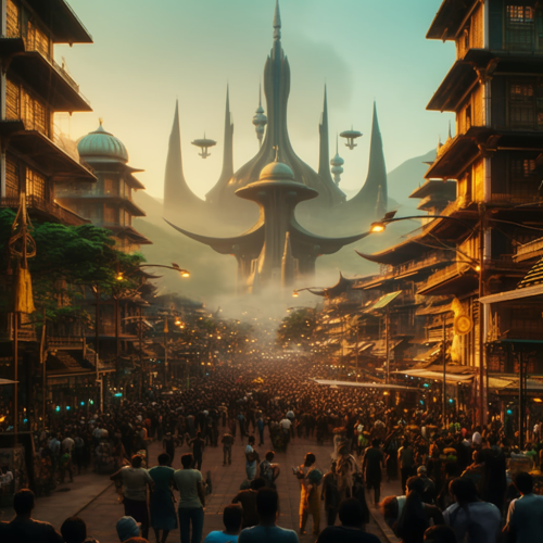 Futuristic Medieval Hong Kong City