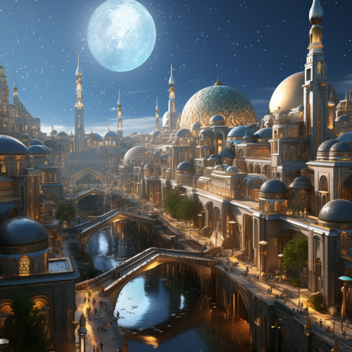 Futuristic Morrocan High Fantasy Cityscape Futuristic Morrocan High Fantasy Cityscape