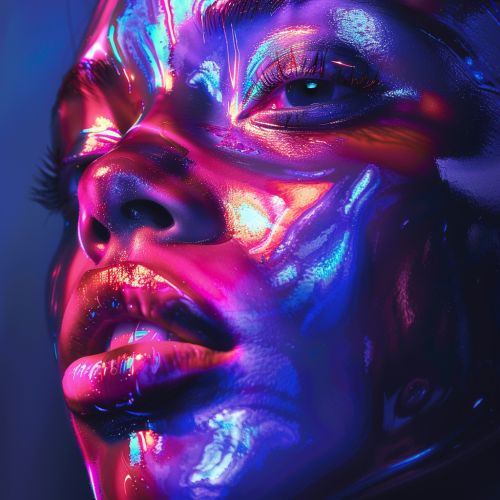 woman portrait neon colors glowing
