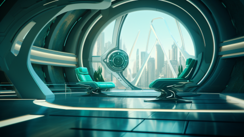 Futuristic Teal Object with Vibrant Details
