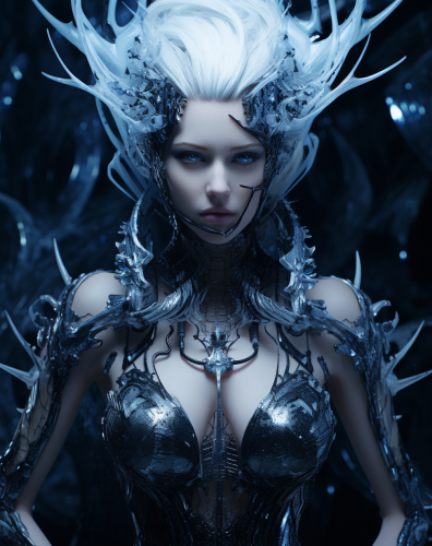 Ultra Realistic Frozen Futuristic Bionic Queen