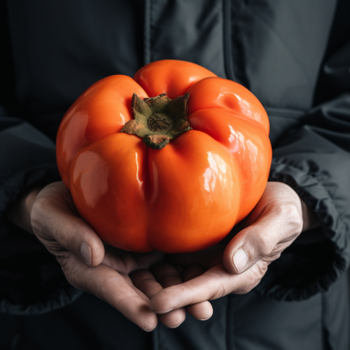 Fresh Fuyu Persimmon With Hands