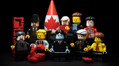 Fun game characters and Canadian politics illustration