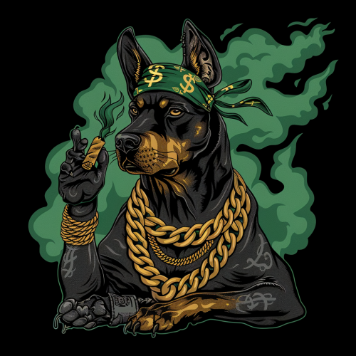 Sitting Gangsta Doberman Dog