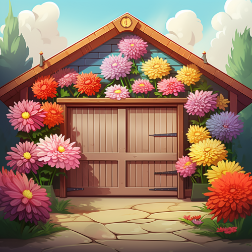 Garage Doors in Cartoon Style