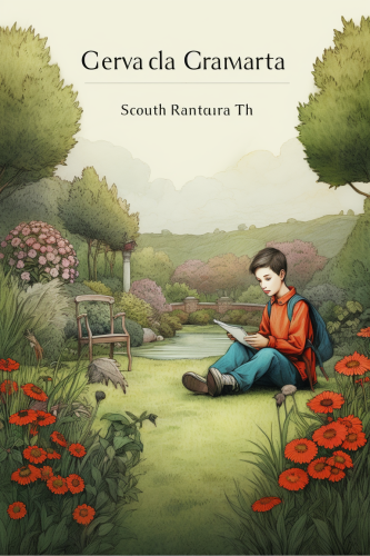 Boy sitting on grass, drawing in book