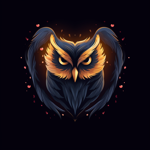 Logo featuring a gentle and wise-looking owl in a heart shape