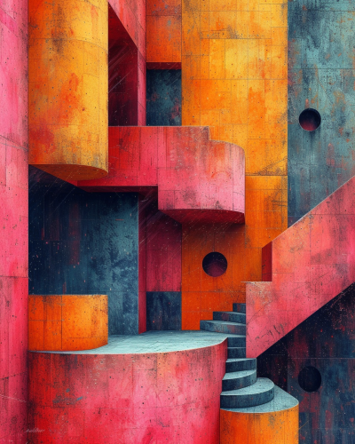 Geometric Abstract Pastel Layered Pieces